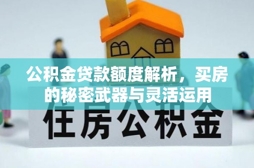 大悟公积金贷款额度解析，买房的秘密武器与灵活运用