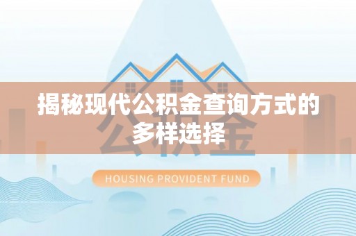 大悟揭秘现代公积金查询方式的多样选择