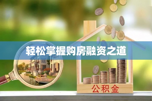 大悟轻松掌握购房融资之道